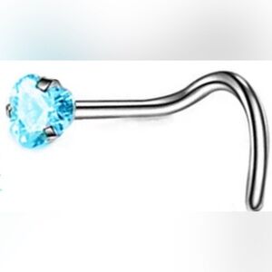 Turquoise Blue Heart Shaped Gem Nose Stud